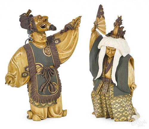 Pair of Japanese Meiji period ivory figures