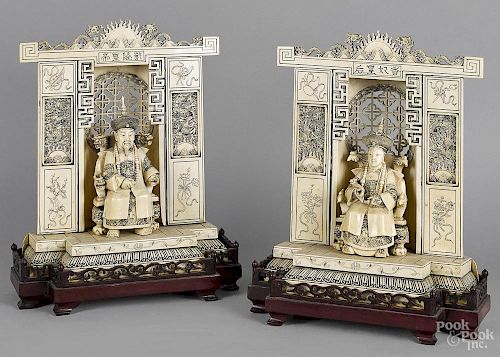 Pair of Chinese carved ivory figures