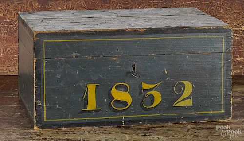 New England painted pine lock box