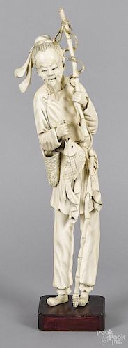 Japanese Meiji period carved ivory fishmonger