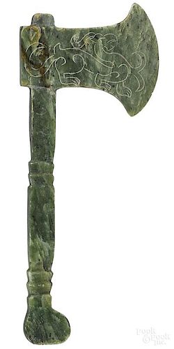 Chinese carved spinach jade hatchet