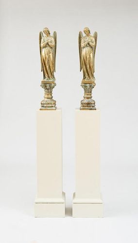 PAIR OF MEDIEVAL STYLE BRONZE FIGURES OF ANGELS
