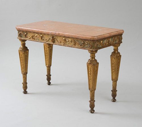 ITALIAN NEOCLASSICAL PAINTED AND PARCEL-GILT CONSOLE TABLE