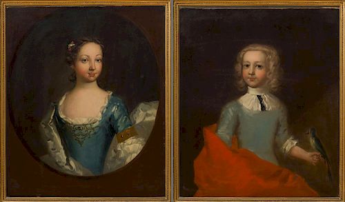 EUROPEAN SCHOOL: PORTRAIT OF A GIRL; AND PORTRAIT OF A BOY WITH A BIRD