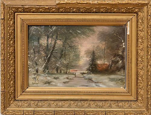 ATTRIBUTED TO LOUIS APOL (1850-1936): WINTER LANDSCAPE AT SUNSET