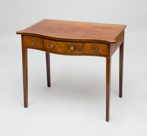 GEORGE III INLAID MAHOGANY SERPENTINE-FRONTED SIDE TABLE