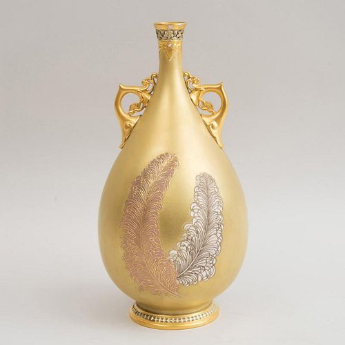 ROYAL WORCESTER GILT-GROUND PORCELAIN VASE - RETAILED BY TIFFANY & CO., NEW YORK
