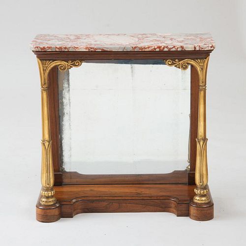 WILLIAM IV ROSEWOOD AND PARCEL-GILT CONSOLE TABLE
