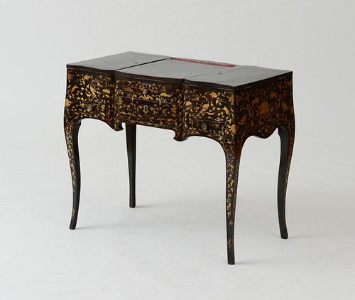 CHINESE EXPORT BLACK AND RED LACQUER PARCEL-GILT DRESSING TABLE
