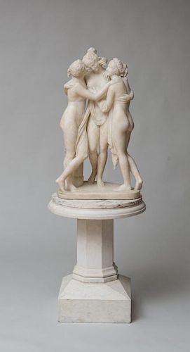 CONTINENTAL ALABASTER STATUE OF THE THREE GRACES, AFTER ANTONIO CANOVA