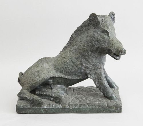 ITALIAN CARVED MARBLE FIGURE OF THE BORGHESE BOAR