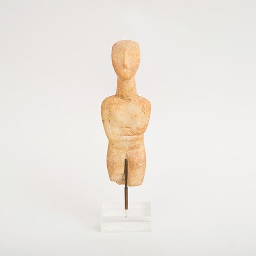 CYCLADIC CARVED MARBLE FIGURE OF A GODDESS