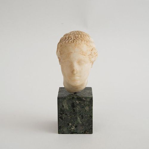 CARVED MARBLE HEAD OF A GIRL