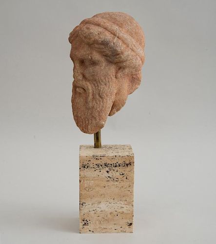 GREEK CARVED MARBLE HEAD OF A GOD