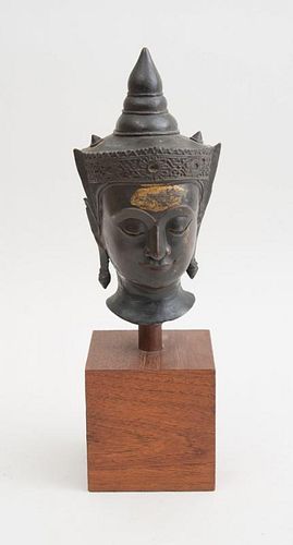 SUKHOTHAI STYLE BRONZE HEAD OF BUDDHA