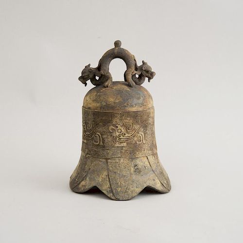 CHINESE ARCHAISTIC STYLE BRONZE TEMPLE BELL