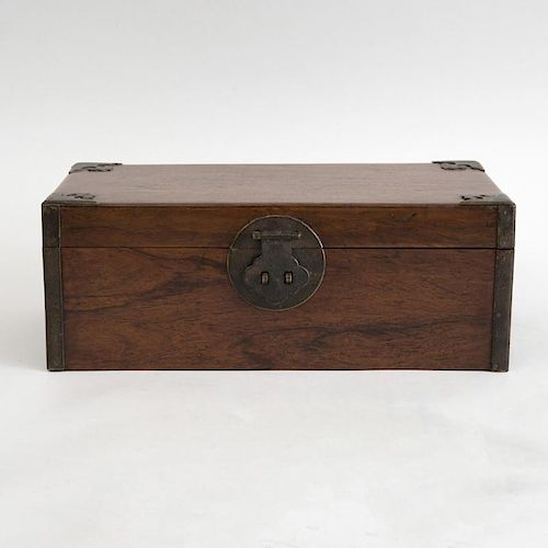 CHINESE METAL-MOUNTED HUANGHUALI DOCUMENT BOX