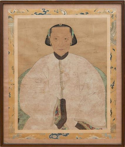 PAIR OF CHINESE HALF-LENGTH ANCESTOR PORTRAITS