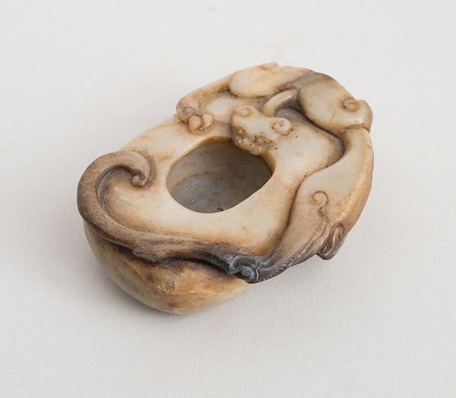 CHINESE CARVED JADE INK POT