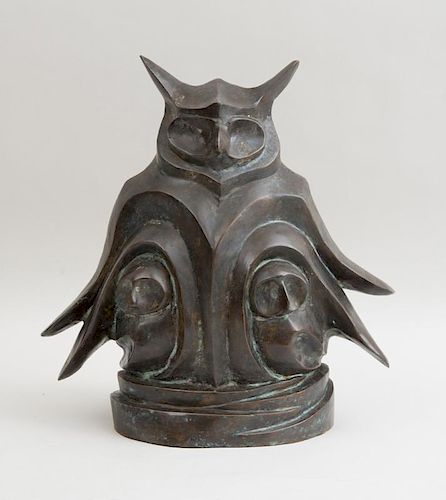 JAPANESE ART DECO BRONZE FIGURE OF AN OWL