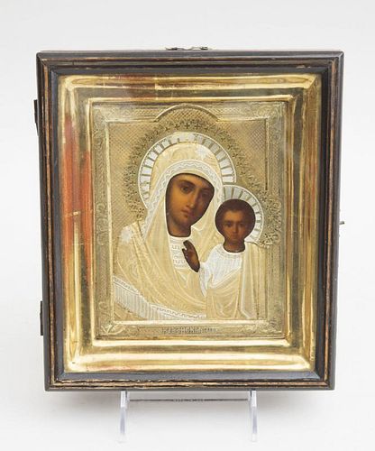TWO RUSSIAN PAINTED WOOD ICONS