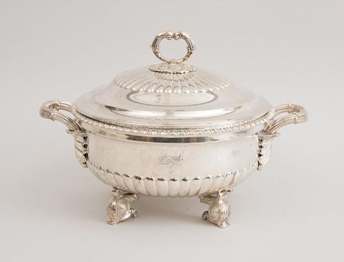 GEORGE III ARMORIAL SILVER TUREEN AND COVER
