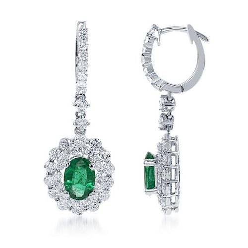 Emerald And Diamond Earrings.