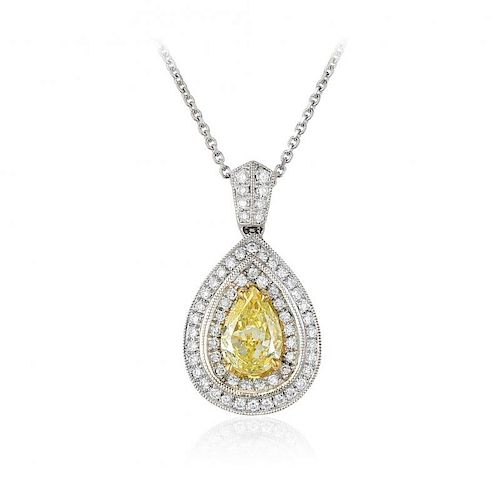 An 18K Gold Yellow Diamond Pendant Necklace