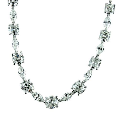 GIA, Certified Platinum 33.50CT Diamond Necklace.