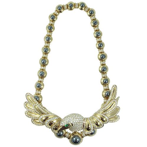 Chaumet Paris Diamond Eagle Necklace.