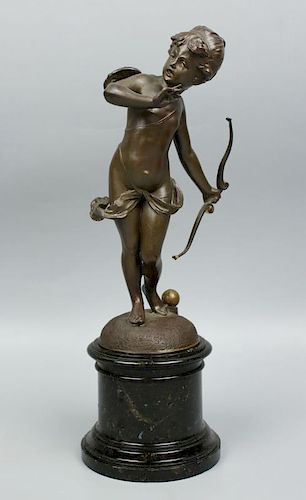 Antique French Bronzed Metal figurine "Cupid Girl"