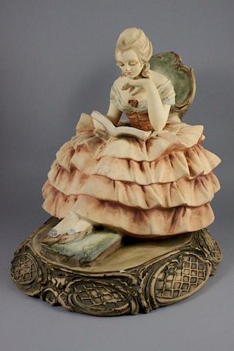 Capodimonte Guido Cacciapuoti Figurine Lady Reading Book