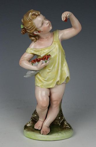 Capodimonte Bruno Merli Figurine "Girl Eating Berries"