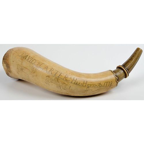Engraved Powder Horn I'd to David Carter Dated 1778