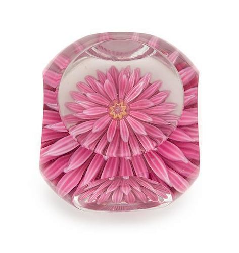 * Perthshire Paperweights, Scotland, 1972, a faceted pink dahlia paperweight