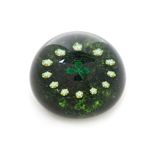 * Strathearn Glass Company, Scotland, by John Deacons and William Manson a 2006 Strathearn Collection shamrock and millefiori