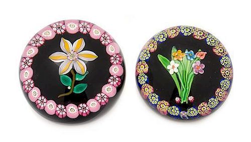 * Paul Ysart, (Spanish, 1904-1991), two color ground paperweights