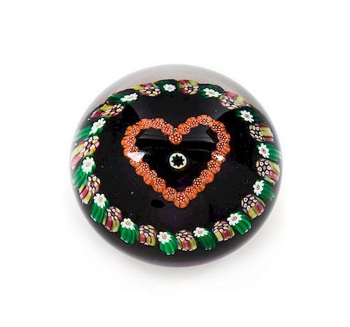 * Attributed to Paul Ysart, (Spanish, 1904-1991), a heart-shaped paperweight