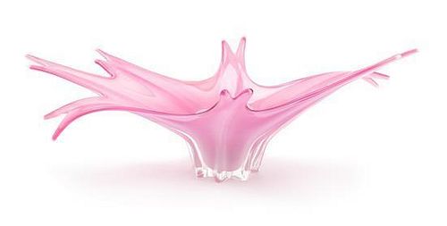 A Pink Murano Glass Splash Centerpiece Width 28 inches