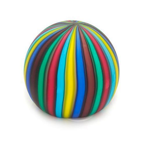 * An Italian Frosted Multicolored Paperweight Diameter 3 inches