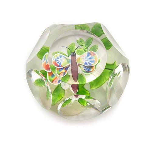 * Baccarat , , a faceted butterfly and double clematis