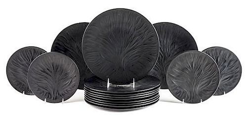 * Lalique, , a group of Algues pattern glass plates, comprising ten chargers and five dessert plates