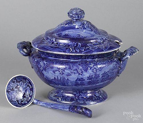 Historical blue Staffordshire soup tureen