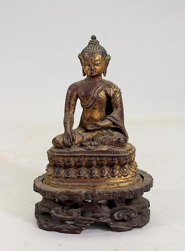 Early Antique Chinese Seated Gilt Bronze Guanyin