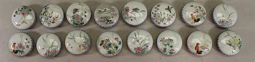(16) Chinese Porcelain Wax Seal Containers, Signed