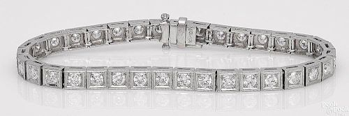 Platinum diamond block bracelet