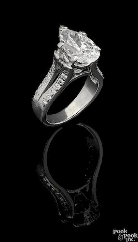 Platinum diamond split shank ring