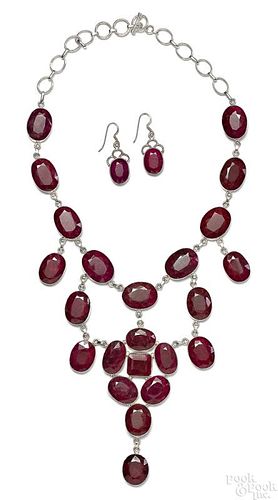 Sterling silver ruby necklace