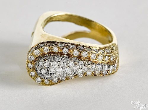 18K yellow gold and platinum diamond ring