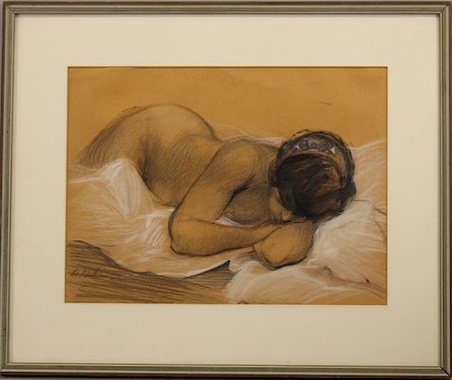 Signed, 20th C. Resting Nude Woman Figure